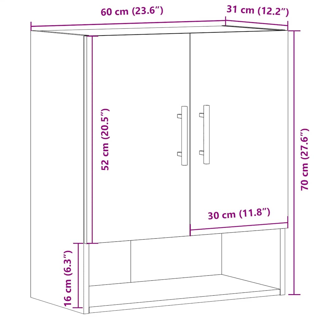 Väggskåp artisan ek 60x31x70 cm konstruerat trä