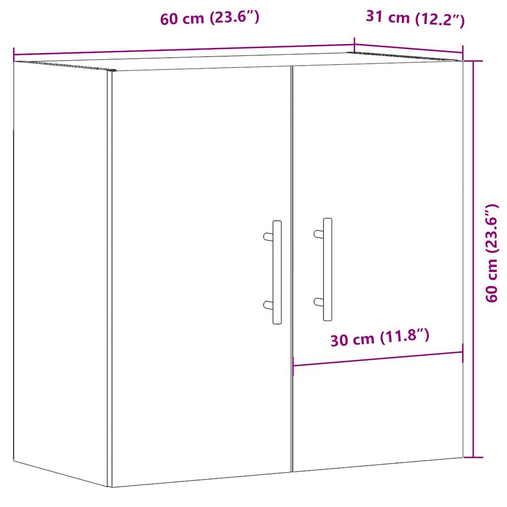 Väggskåp artisan ek 60x31x60 cm konstruerat trä