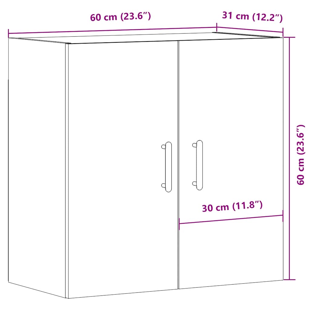 Väggskåp artisan ek 60x31x60 cm konstruerat trä