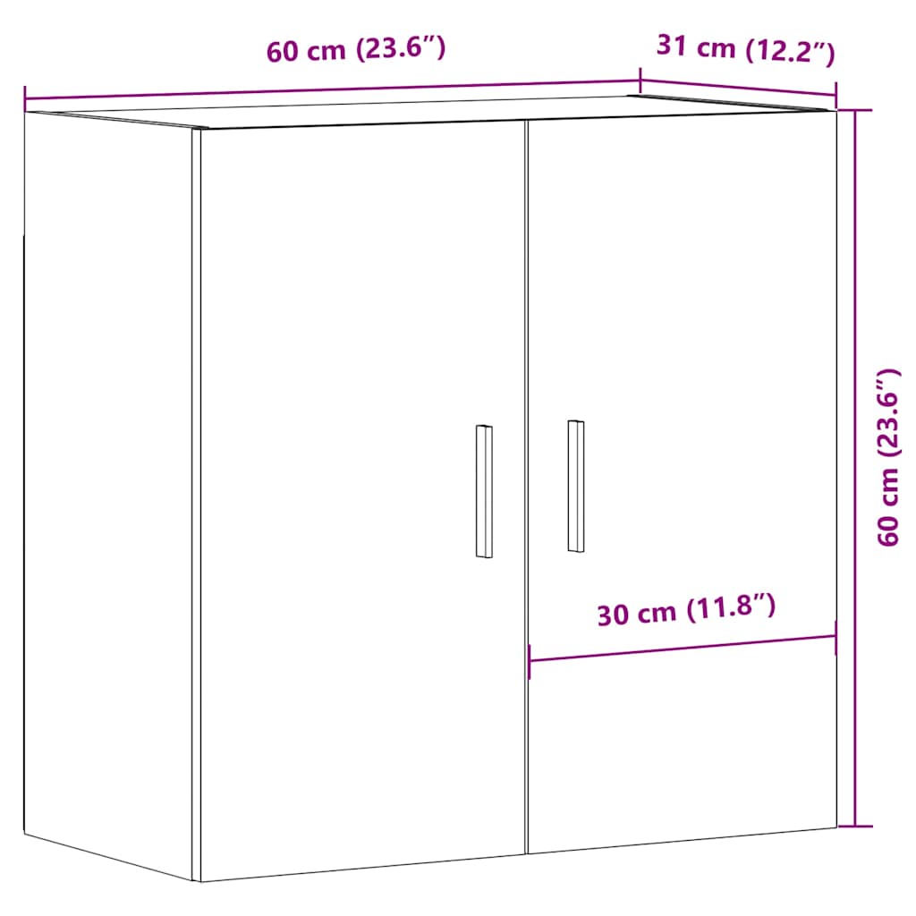 Väggskåp artisan ek 60x31x60 cm konstruerat trä