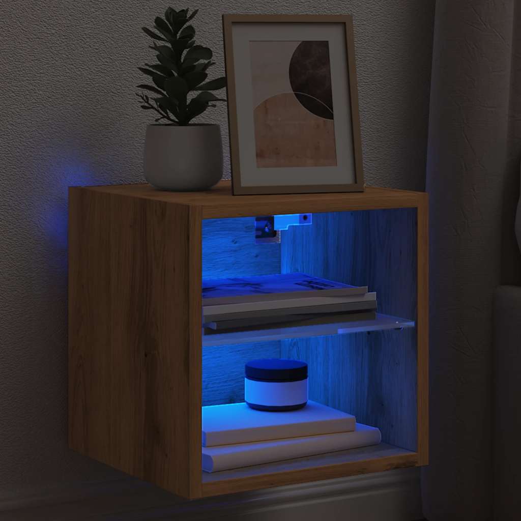 Väggmonterad tv-bänk LED artisan ek 30x28,5x30 cm