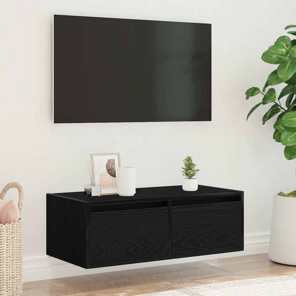 Tv-bänk med LED-belysning svart 75x35,5x25 cm