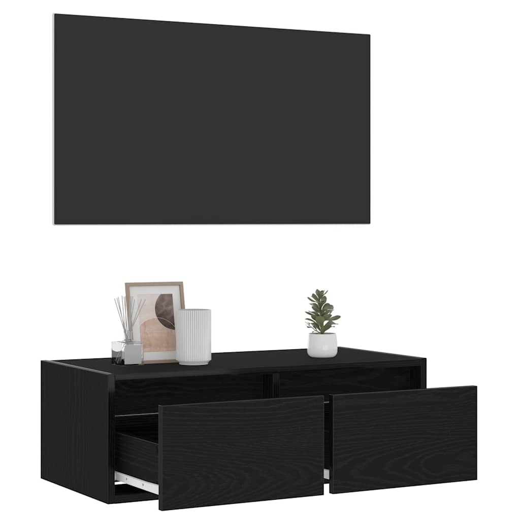 Tv-bänk med LED-belysning svart 75x35,5x25 cm