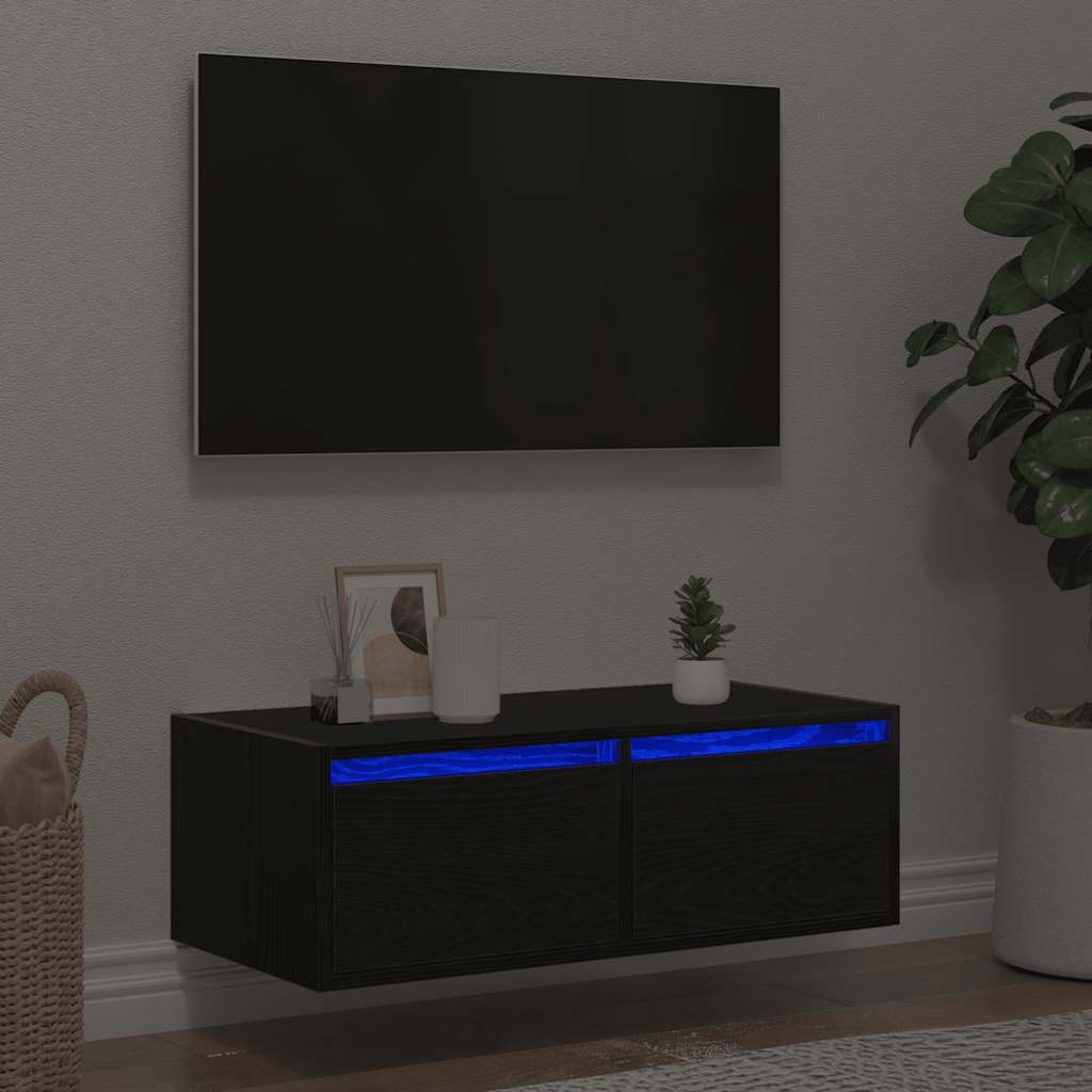 Tv-bänk med LED-belysning svart 75x35,5x25 cm