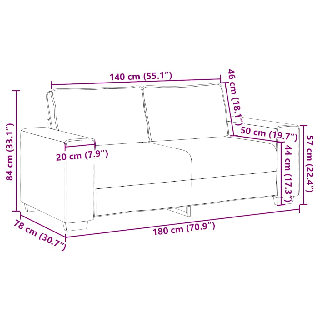 2-sitssoffa ljusgrå 140 cm sammet