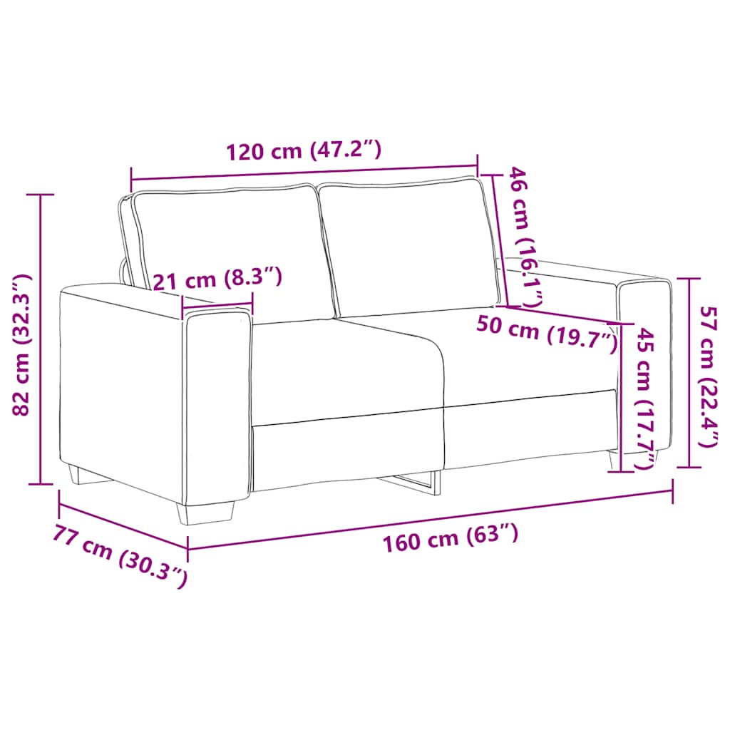 2-sitssoffa ljusgrå 120 cm tyg