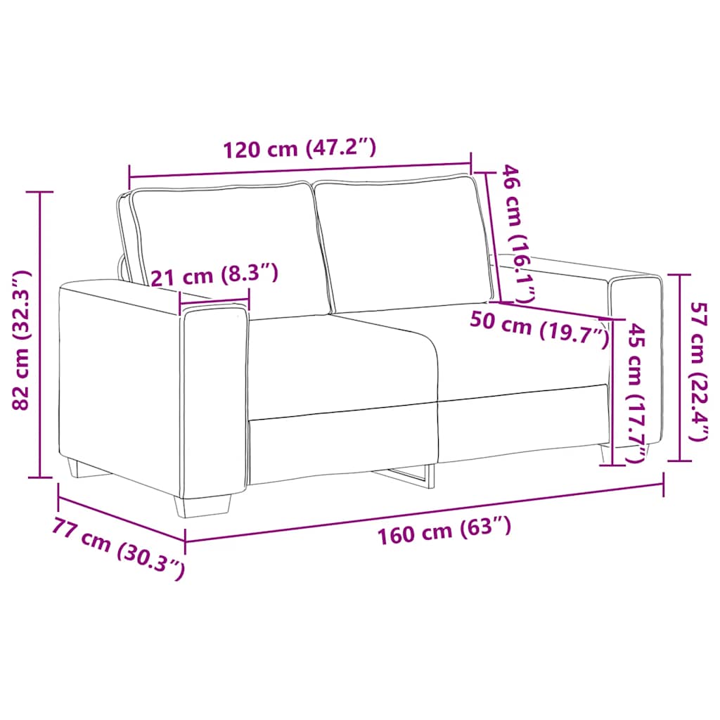 2-sitssoffa svart 120 cm tyg