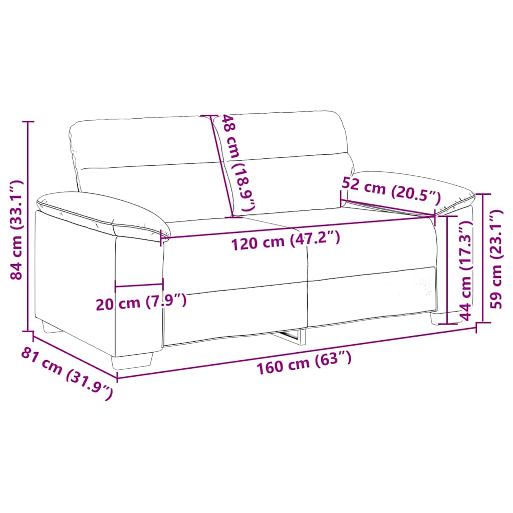 2-sitssoffa ljusgrå 120 cm tyg