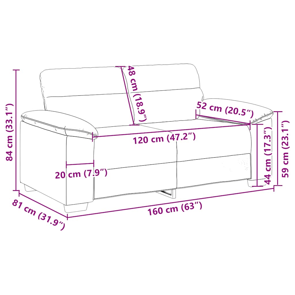 2-sitssoffa mörkgrå 120 cm tyg