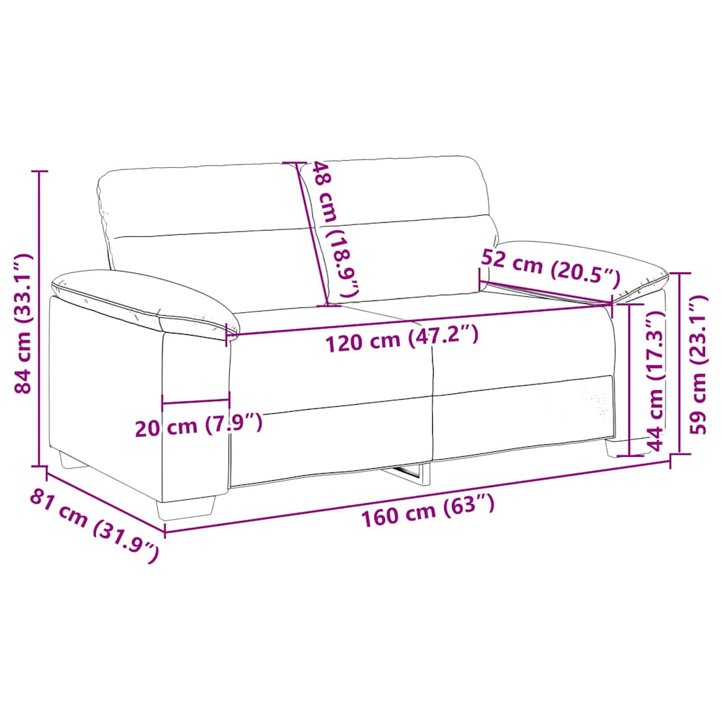 2-sitssoffa svart 120 cm tyg