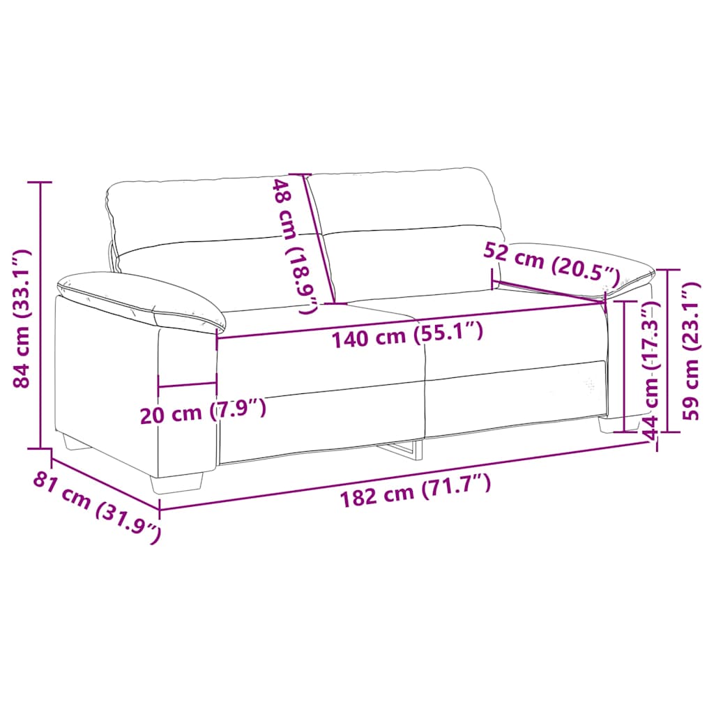 2-sitssoffa ljusgrå 140 cm tyg