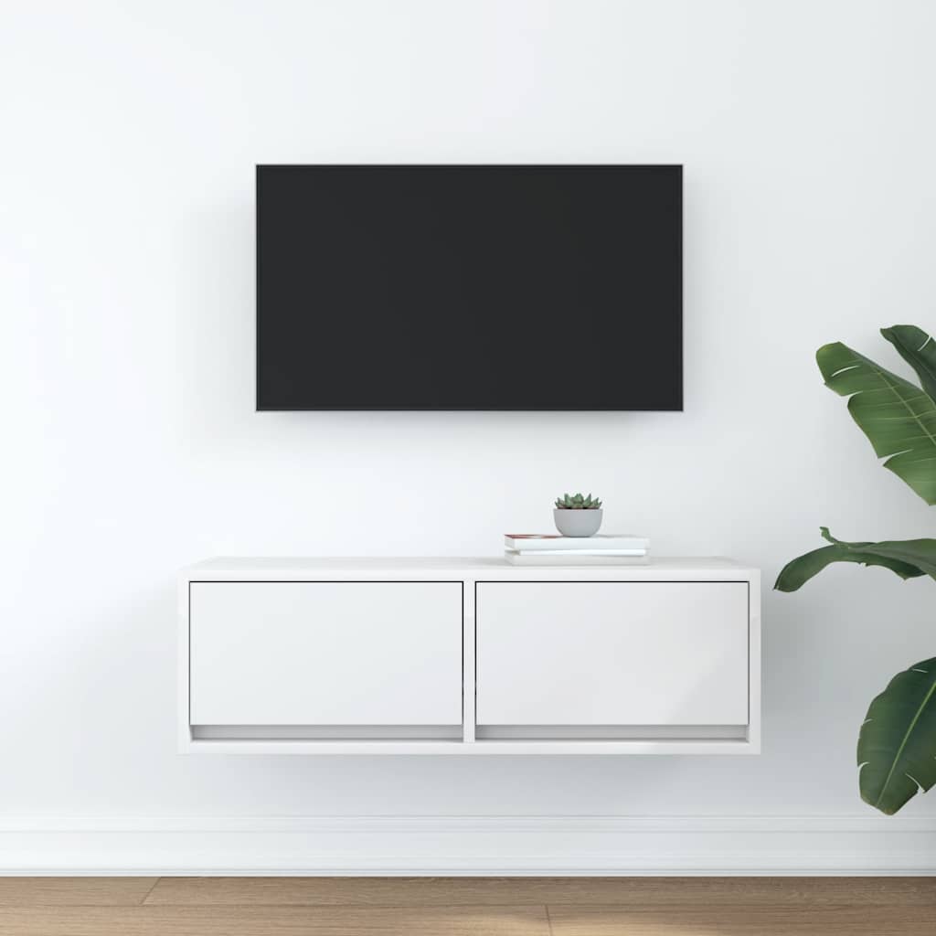 TV-bänk vit 80x31x25,5 cm konstruerat trä