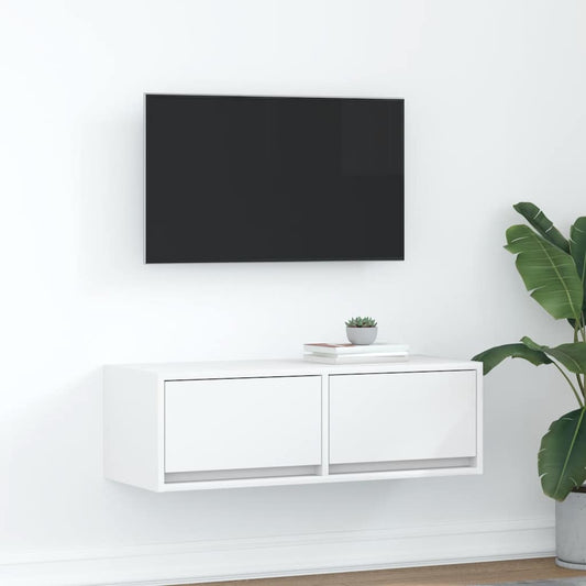 TV-bänk vit 80x31x25,5 cm konstruerat trä