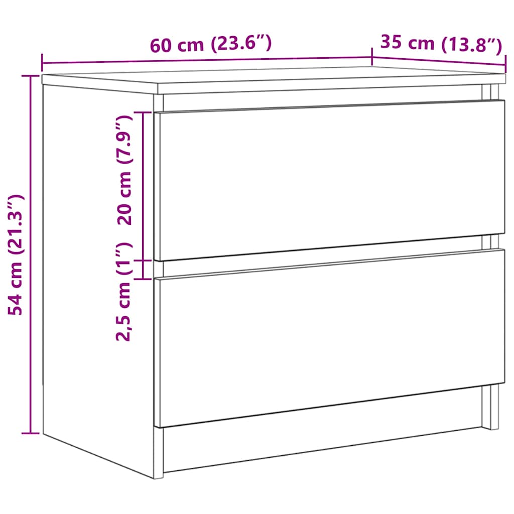 TV-bänk vit 60x35x54 cm konstruerat trä