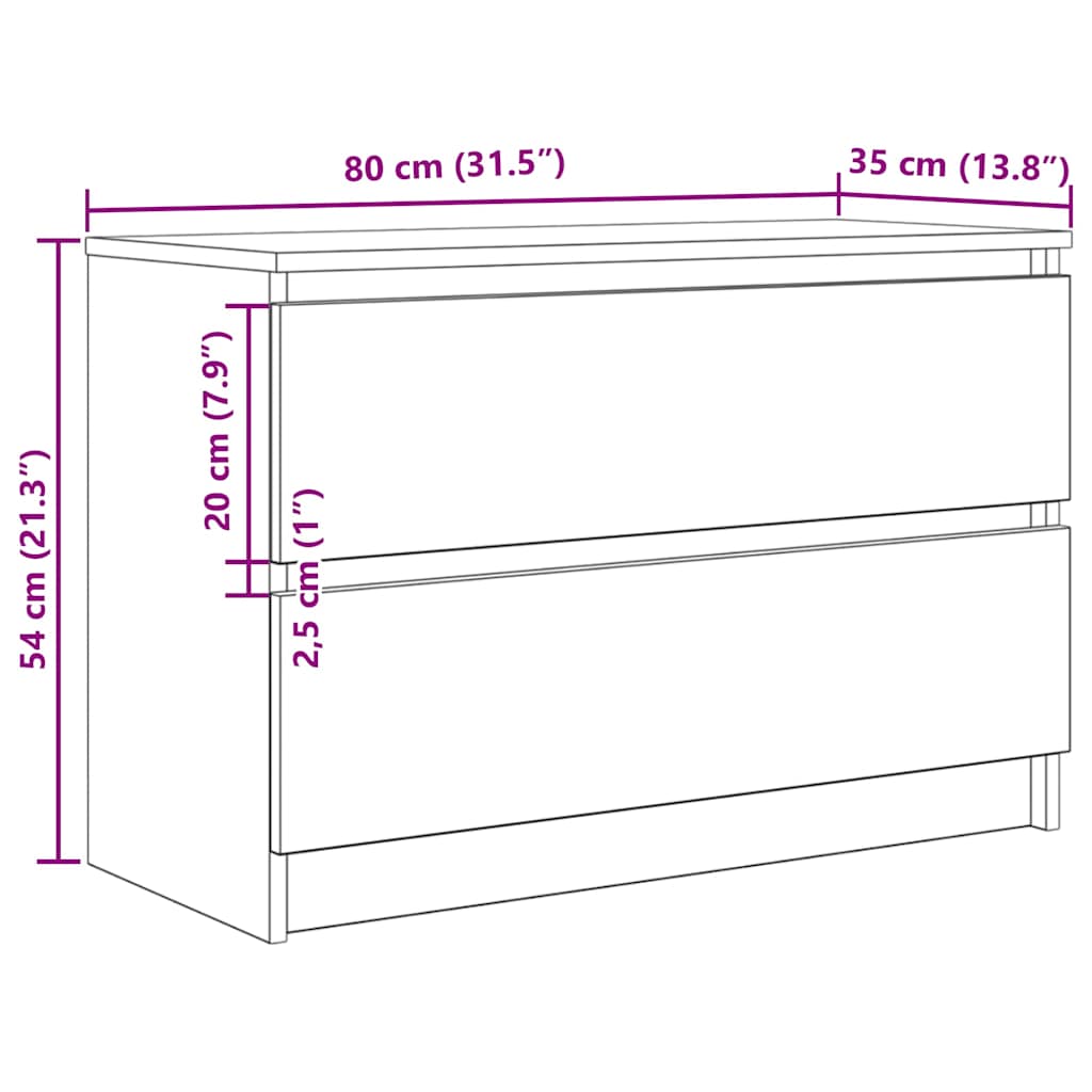 TV-bänk vit 80x35x54 cm konstruerat trä