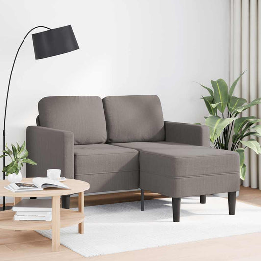 2-sitssoffa med schäslong L-formad taupe 125 cm tyg