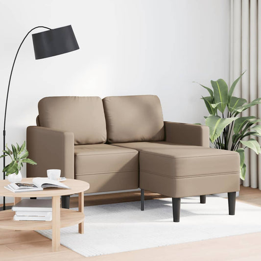 2-sitssoffa med schäslong L-formad cappuccino 125 cm konstläder