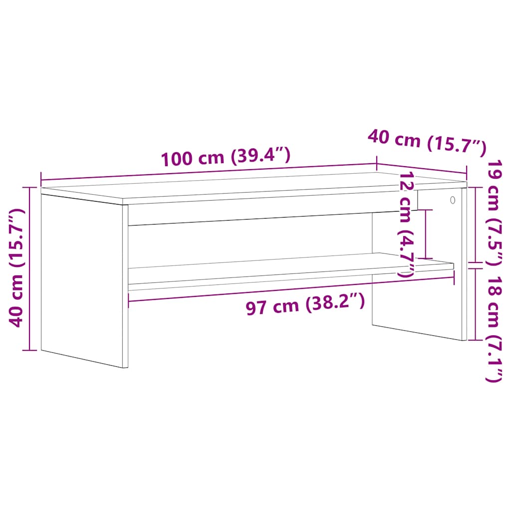 TV-bänk vit 100x40x40 cm konstruerat trä