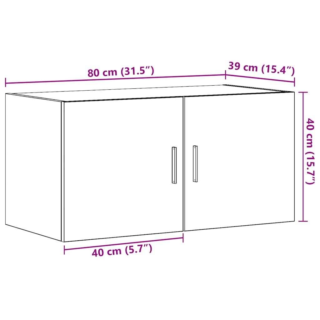 Väggskåp svart ek 80x39x40 cm konstruerat trä