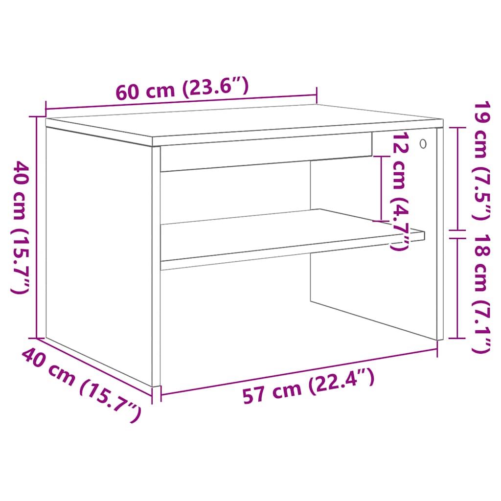 TV-bänk vit 60x40x40 cm konstruerat trä